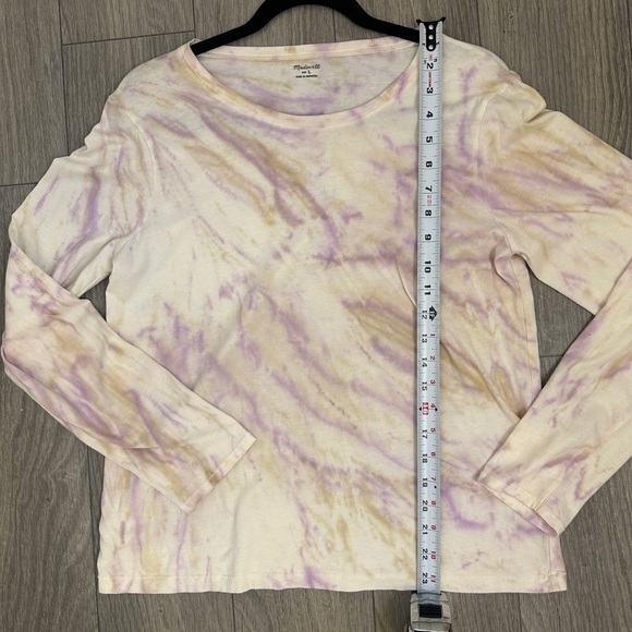 Madewell Tie Dye Long Sleeve Shirt | Purple, Tan, Cream | Casual Top | Size L - Picture 7 of 7